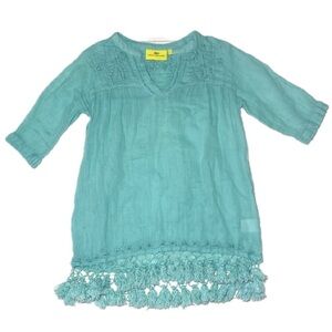 ROBERTA ROLLER RABBIT Bohemian Fringe Embroidered Tunic Dress Coverup